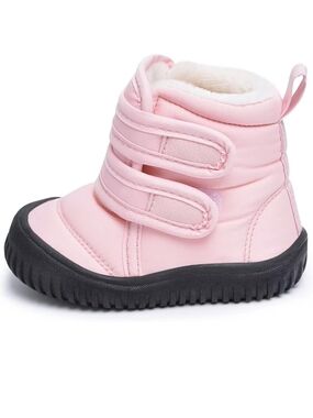 Toddler Pink Insulated Winter Boots with Double Strap